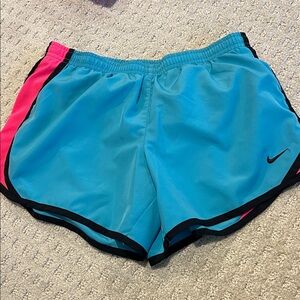 Nike Girls Athletic Shorts in Blue with Pink Highlights